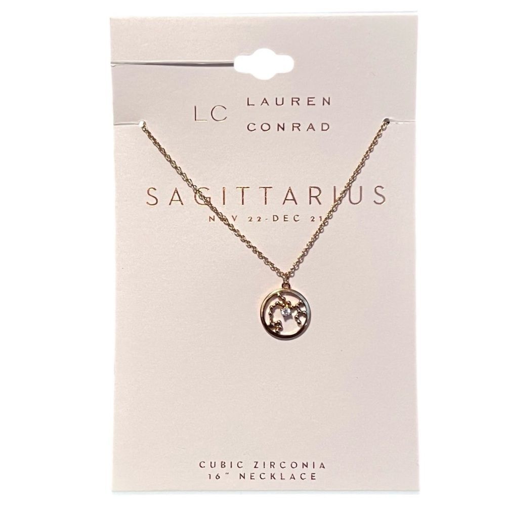 LC Lauren Conrad Gold Sagittarius Zodiac Cubic Zirconia Pendant Necklace